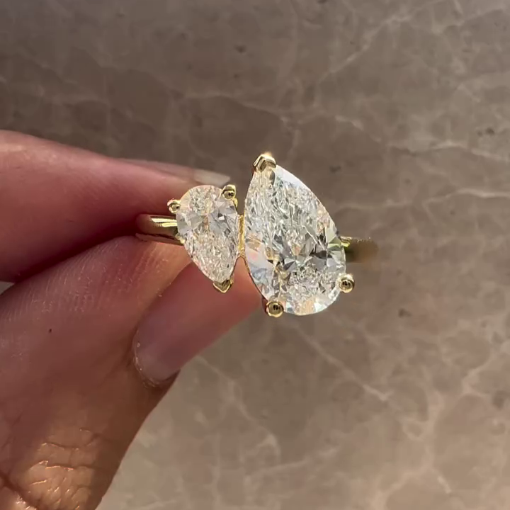 Double Pear 3.00tcw Lab Grown Diamond Toi Et Moi Engagement Ring, D-E-F Color, VVS-VS Clarity - IGI Certified