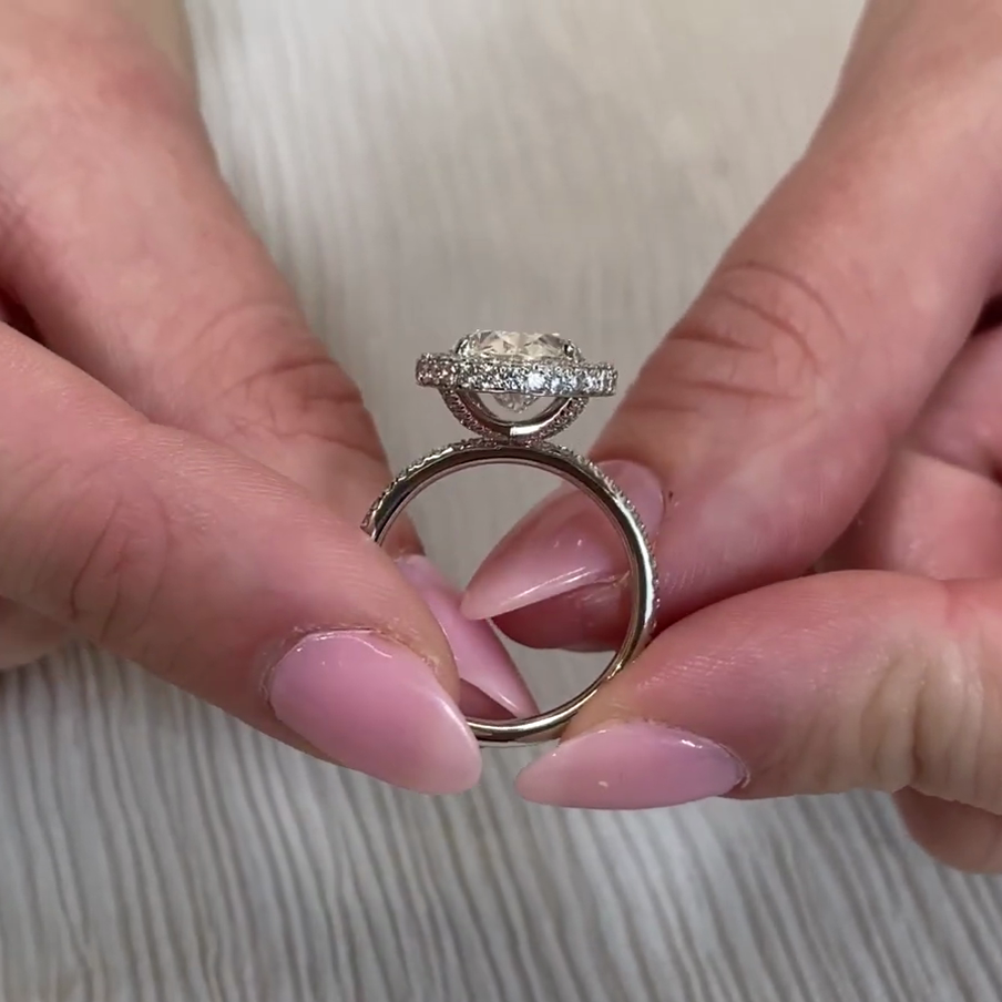 Oval 4.30tcw Lab-Grown Diamond Double Edge Halo Ring | IGI Certified | DEF VVS–VS