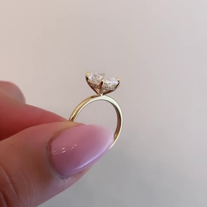 2.10tcw Elongated Cushion Lab Diamond Solitaire Ring | IGI Certified | Yellow Gold