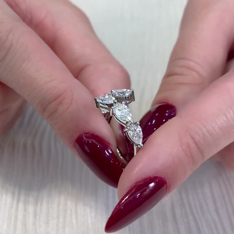 Pear 2.00tcw Lab Diamond Bypass Engagement Ring | IGI Certified | D-E-F | VVS–VS