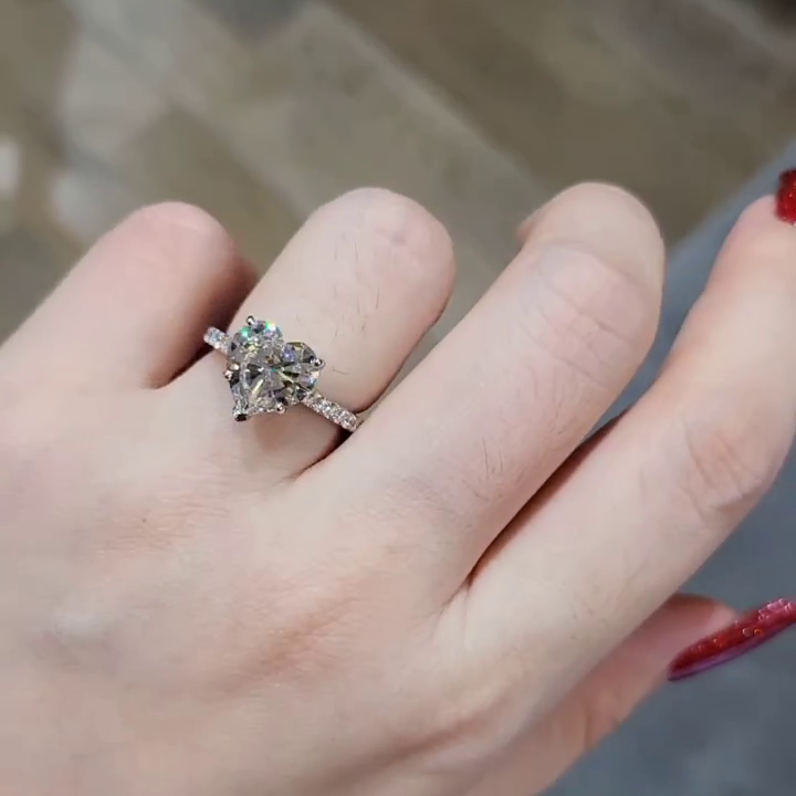 2.40tcw Heart Lab Diamond Engagement Ring | Cathedral Setting | IGI Certified