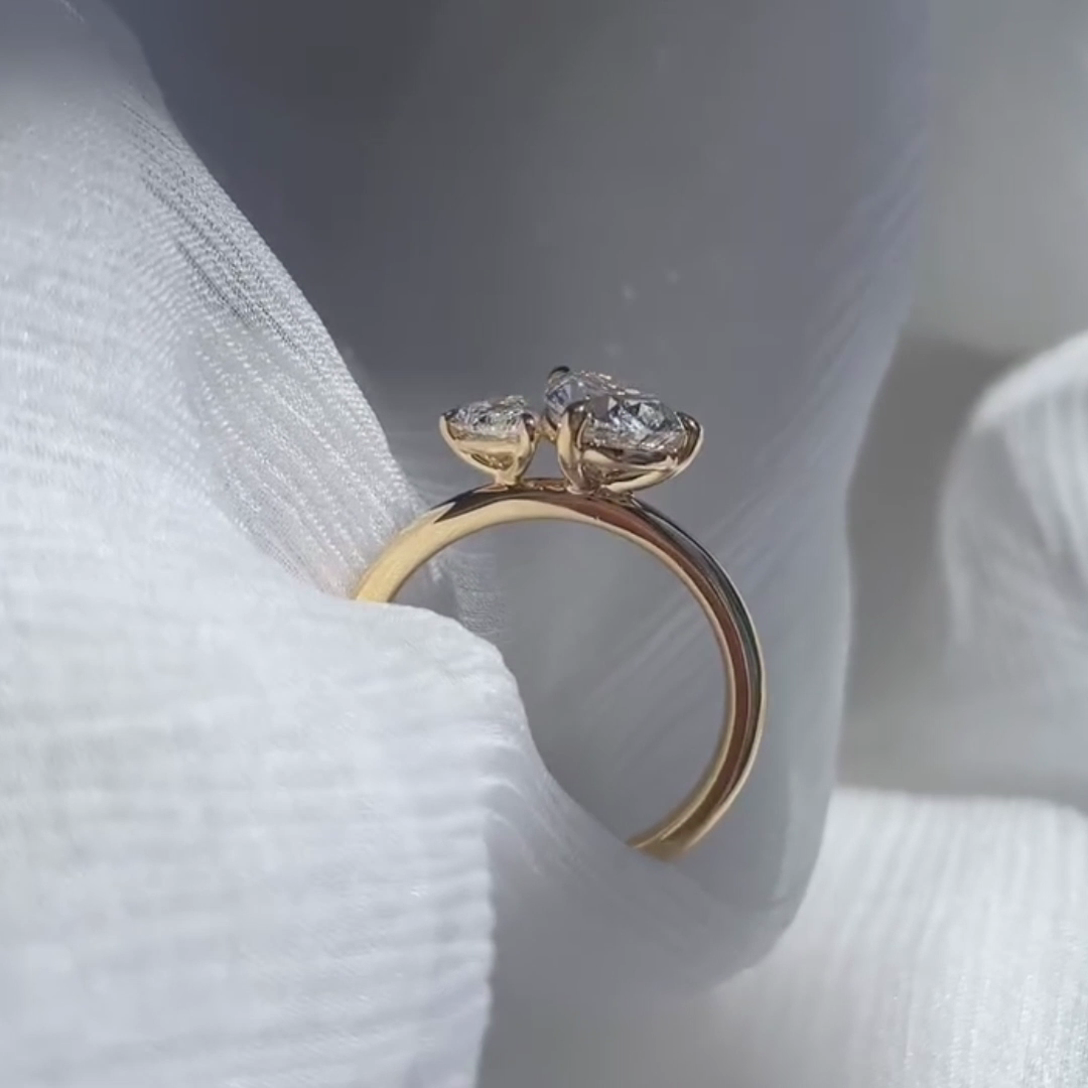Toi et Moi 1.40ct Double Pear Lab Diamond Ring | IGI Certified | Custom 10k 14k 18k Gold or Platinum