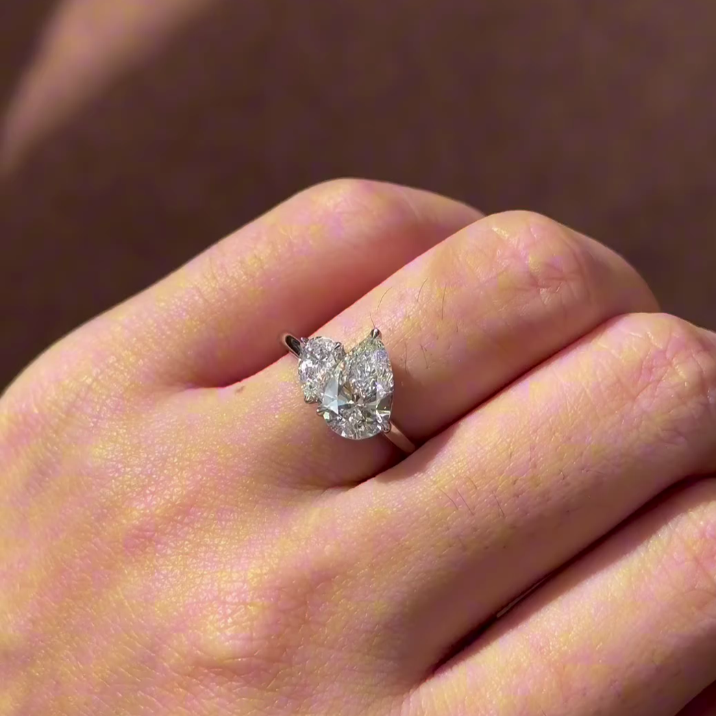 Toi Et Moi 1.80ct Lab Diamond Ring | Double Pear | IGI Certified | Custom Gold & Platinum Ring