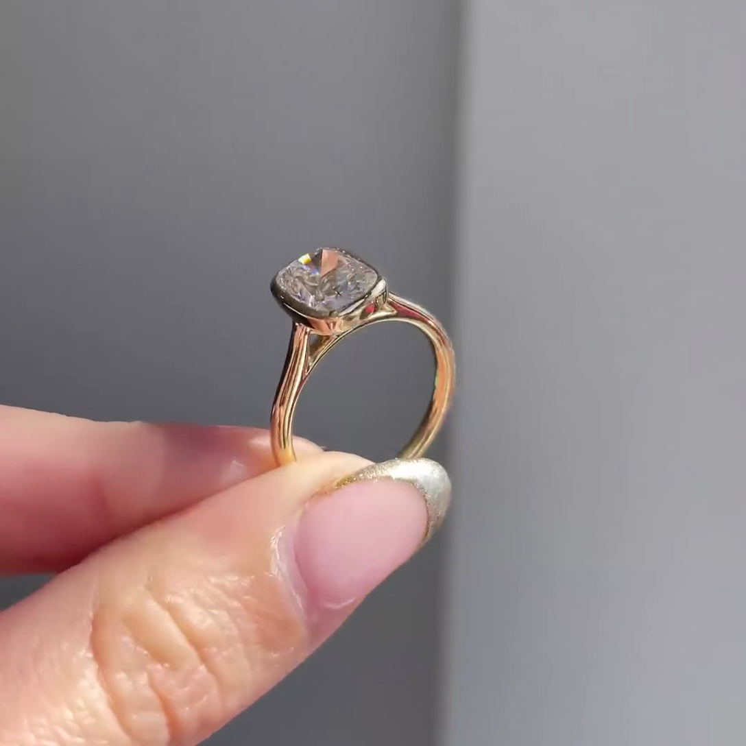 Elongated Cushion 2.50ct Lab Diamond Cathedral Bezel Engagement Ring | IGI Certified