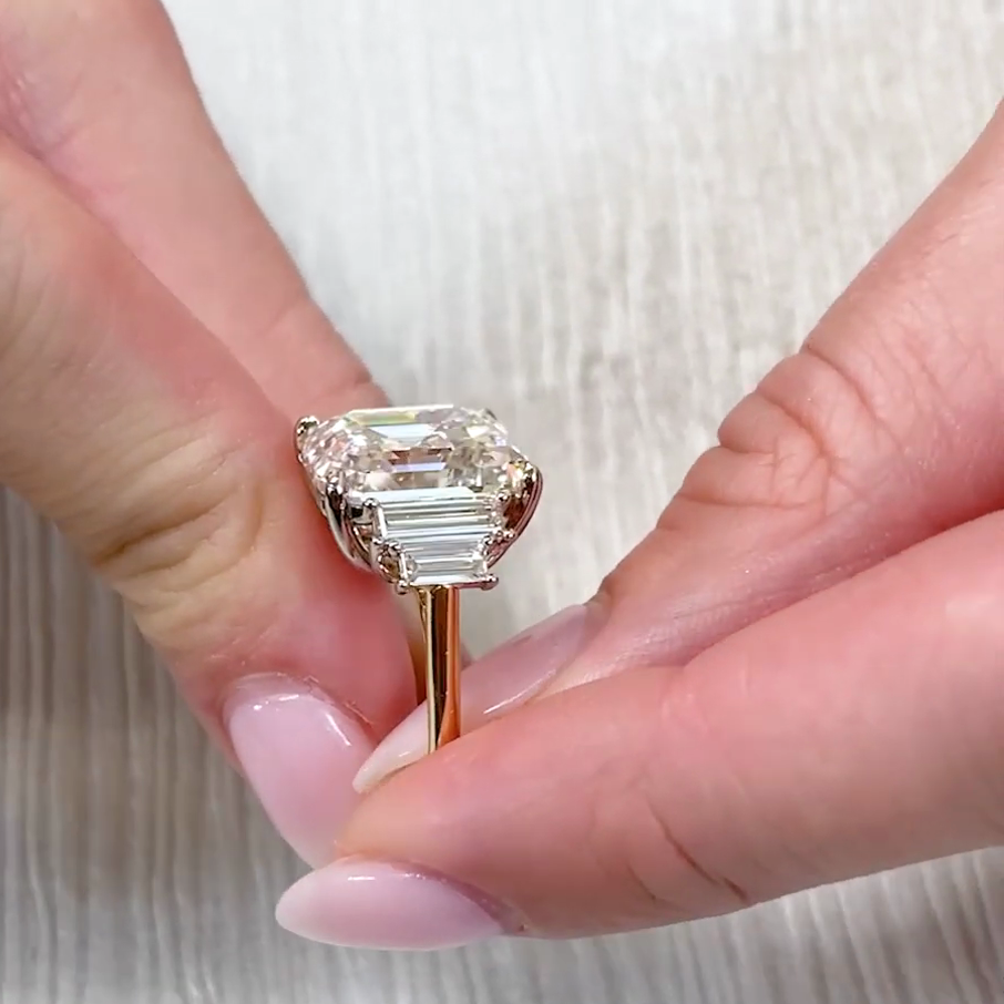 Asscher 9.50tcw Lab Diamond Five Stone Ring | IGI Certified | D-E-F | VVS–VS