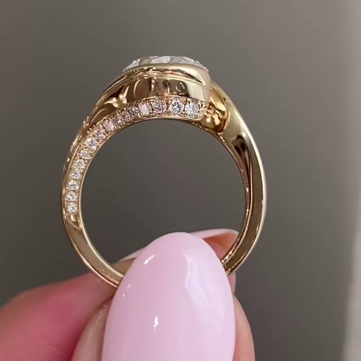 Oval 3.50tcw Lab-grown Diamond Unique Bypass Style Engagement Ring, D-E-F Color, VVS-VS Clarity