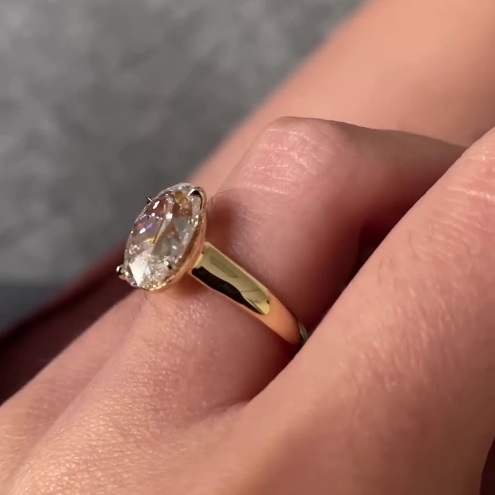 Oval Old Mine 2.00tcw Lab Grown Diamond Cathedral Solitaire Engagement Ring, DEF Color, VVS-VS Clarity