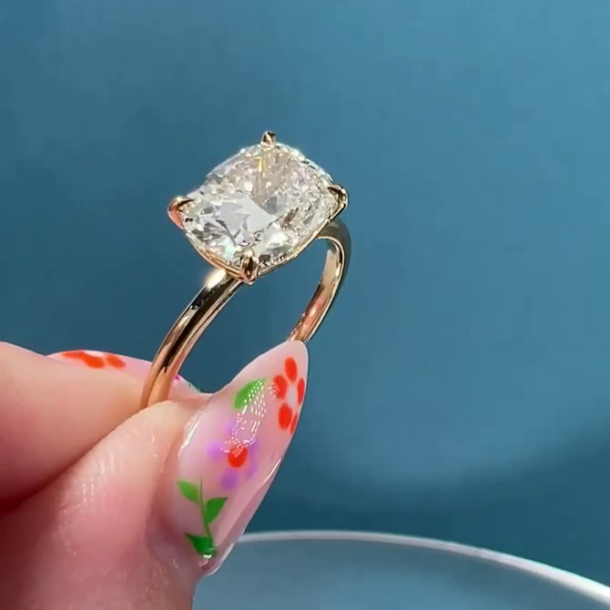 3.00ct Elongated Cushion Lab Diamond East-West Ring | IGI Certified | Yellow Gold