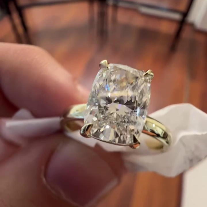 1.50ct Cushion Lab Diamond Solitaire Engagement Ring | IGI Certified | Custom Gold Ring
