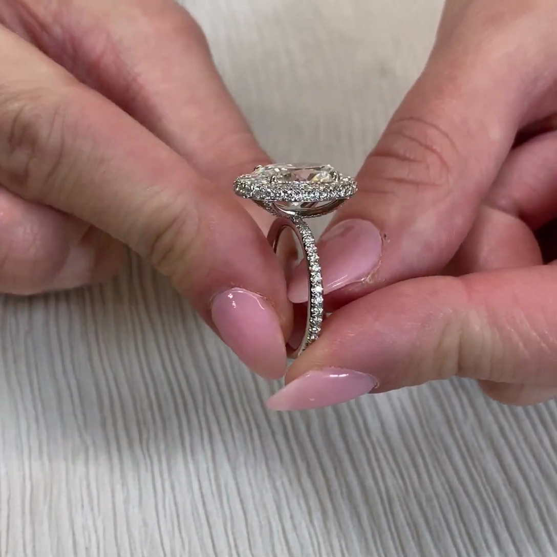 Oval 4.30tcw Lab-Grown Diamond Double Edge Halo Ring | IGI Certified | DEF VVS–VS