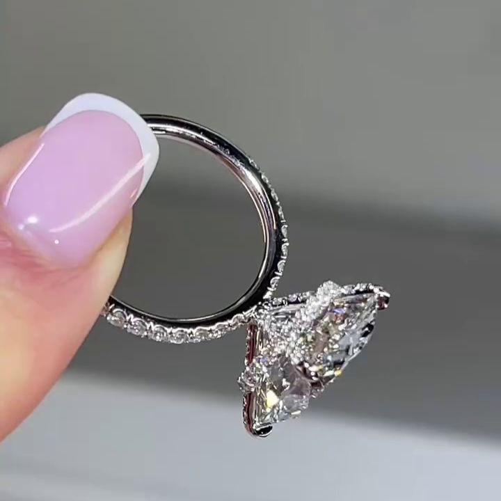 Oval 5.50tcw Lab Grown Diamond Hidden Halo Engagement Ring, DEF Color, VVS - VS clarity