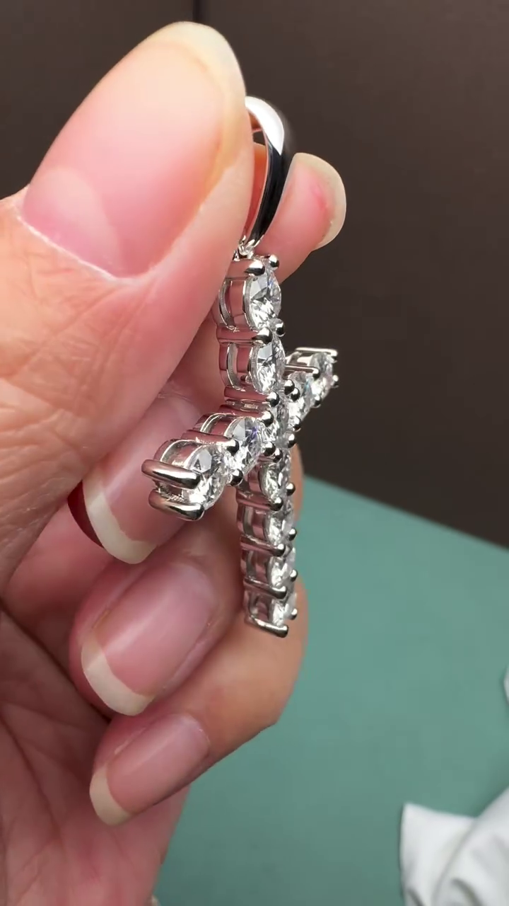 Round 3.30tcw Lab Diamond Cross Pendant Necklace | IGI Certified | EF VS | Custom Gold