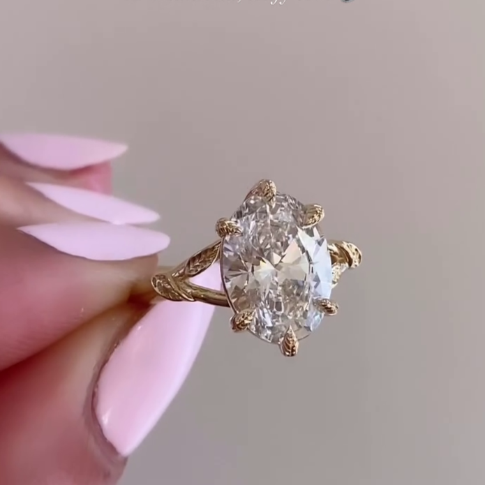 Oval 1.50tcw Lab Grown Diamond Six Prong Unique Split Engagement Ring, D-E-F Color, VVS-VS Clarity