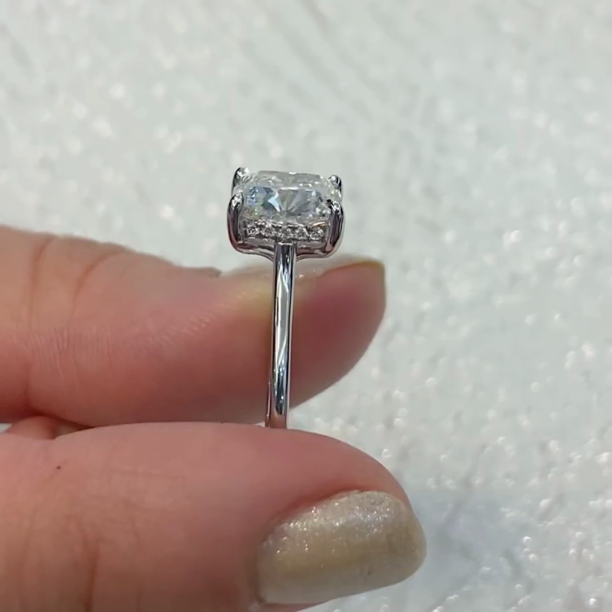 3.15tcw Cushion Lab Diamond Solitaire Engagement Ring | IGI Certified | White Gold | 3.00ct Center