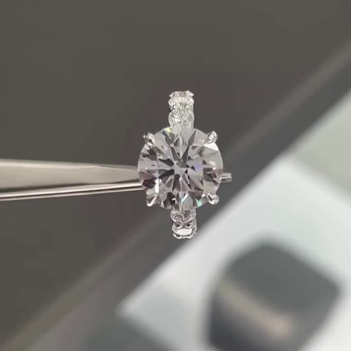 Round 5.20tcw Lab Grown Diamond Scalloped Pave Engagement Ring, EF Color, VS Clarity
