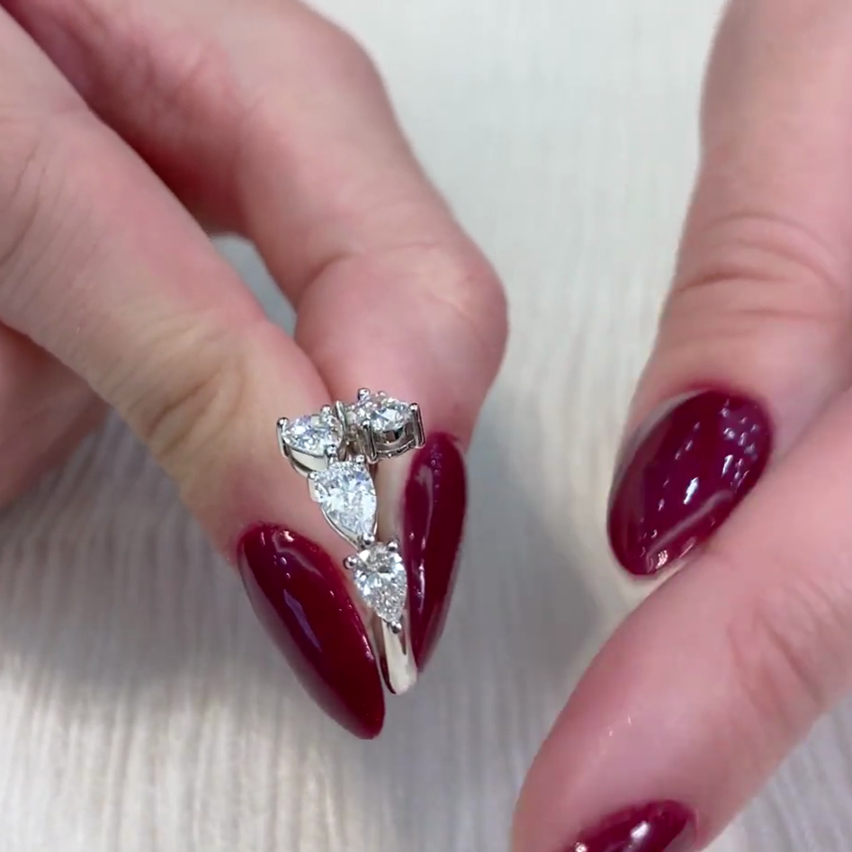 Pear 2.00tcw Lab Diamond Bypass Engagement Ring | IGI Certified | D-E-F | VVS–VS