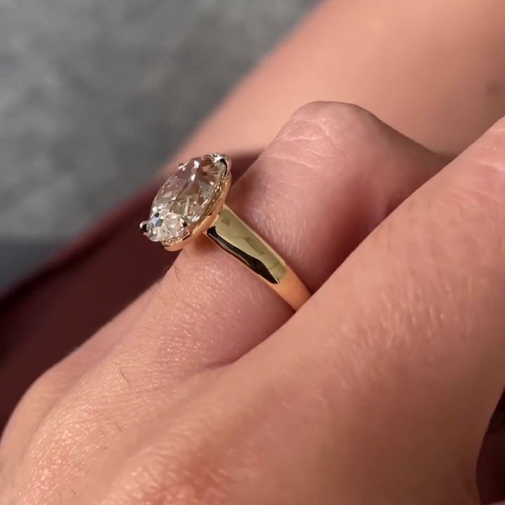 Oval Old Mine 2.00tcw Lab Grown Diamond Cathedral Solitaire Engagement Ring, DEF Color, VVS-VS Clarity