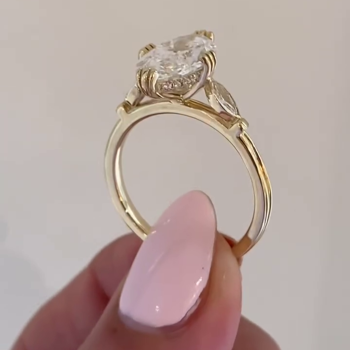 Marquise 2.50tcw Lab Grown Diamond Engagement Ring | Hidden Halo & Side Stones | IGI Certified