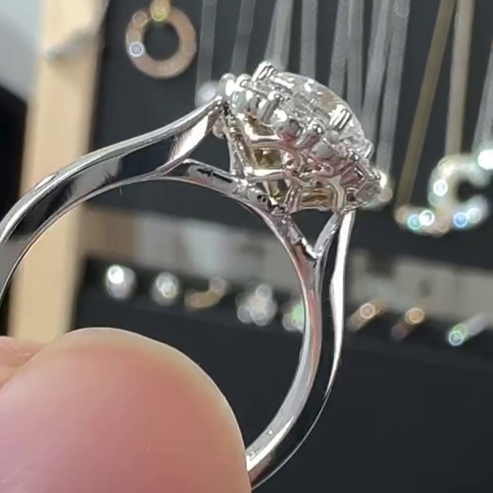 Round 1.15tcw Lab Grown Diamond Halo cathedral Enagegament Ring, DEF Color, VVS-VS Clarity
