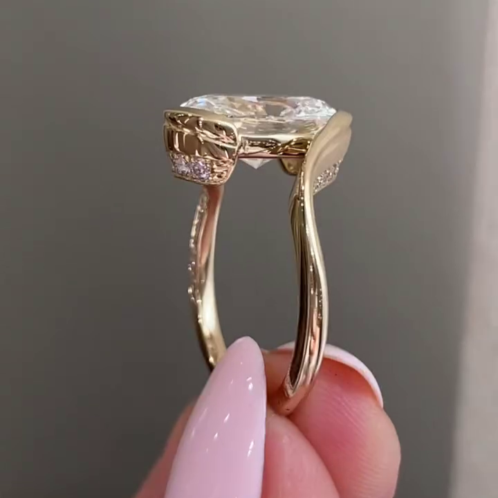 3.50tcw Oval Lab Diamond Bypass Engagement Ring | Unique Style | IGI Certified