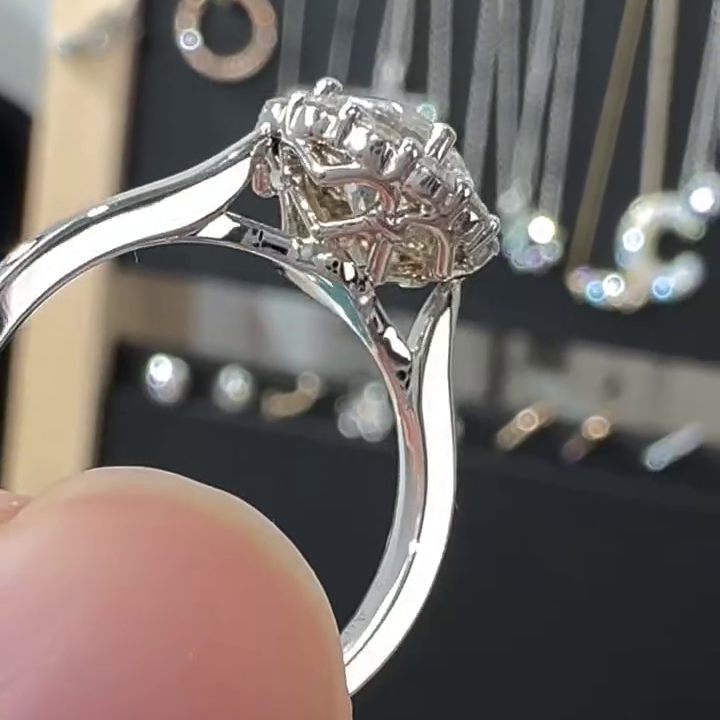 Round 1.15tcw Lab Grown Diamond Halo cathedral Enagegament Ring, DEF Color, VVS-VS Clarity
