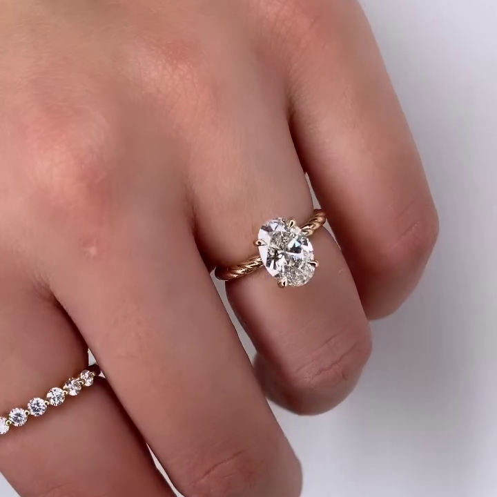 Oval 2.10tcw Lab Grown Diamond Hidden Halo Engagement Ring, D-E-F Color, VVS-VS Clarity - IGI Certified