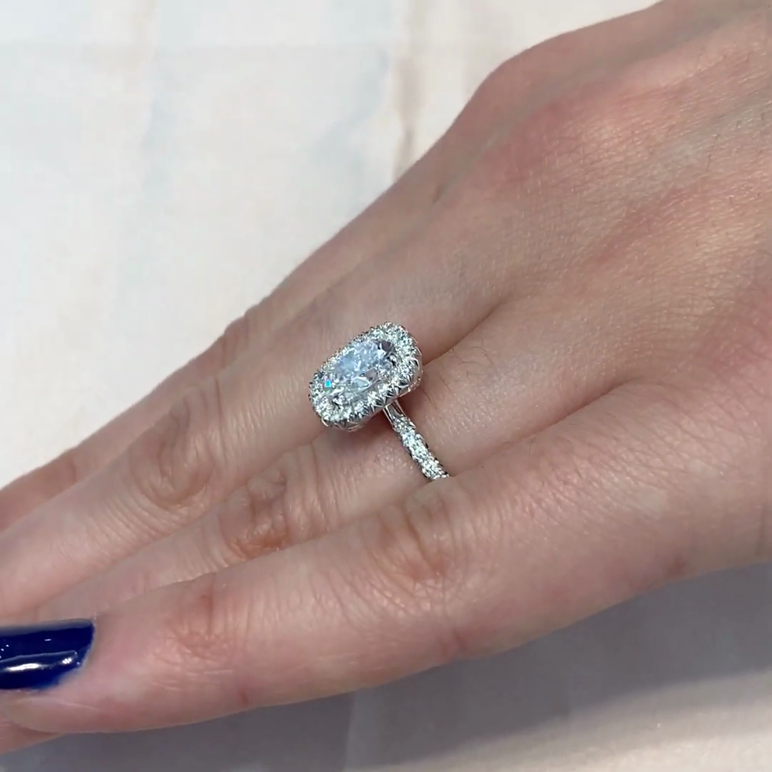 Elegant 1.90tcw Cushion Lab Diamond Halo Engagement Ring | IGI Certified | White Gold