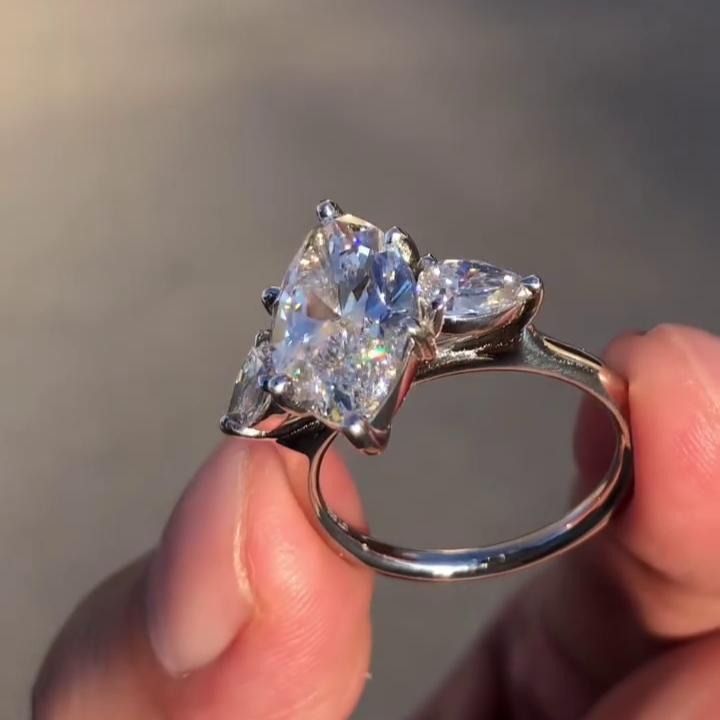 IGI certified marquise lab grown diamond engagement ring design.