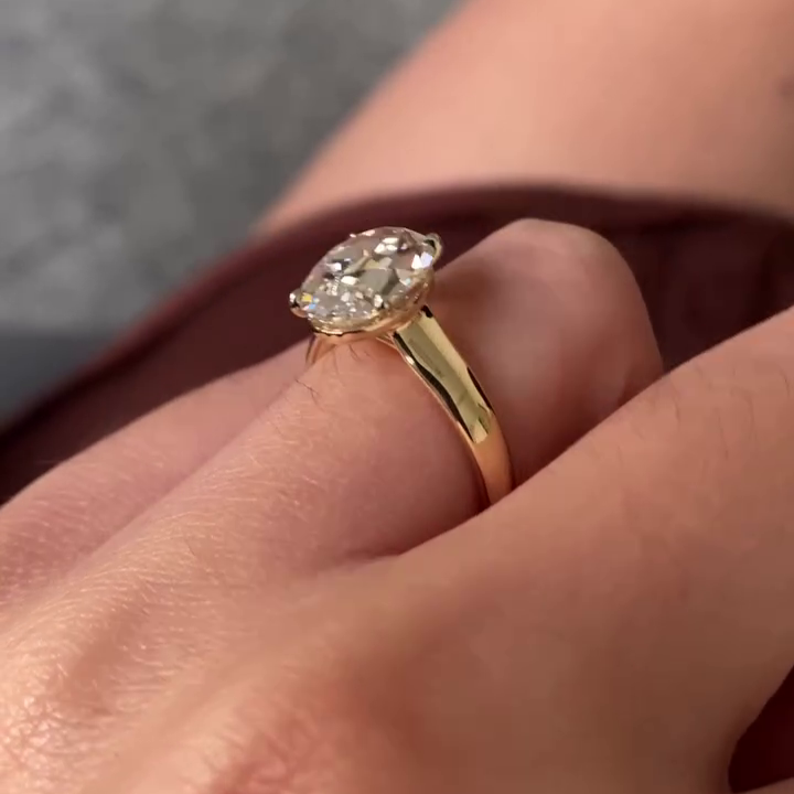 Oval Old Mine 2.00tcw Lab Grown Diamond Cathedral Solitaire Engagement Ring, DEF Color, VVS-VS Clarity
