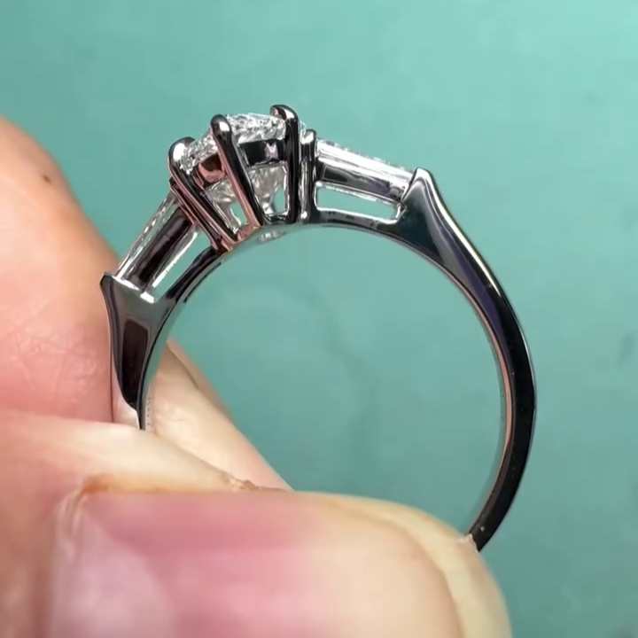 Marquise 2.30tcw Lab Diamond Three Stone Cathedral Engagement Ring | Tapered Baguette | IGI Certified