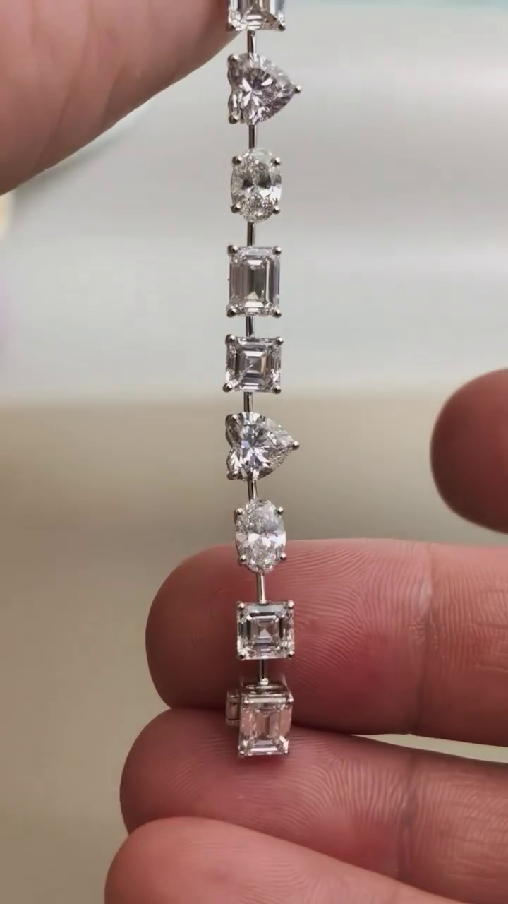 Multi Shape 10.50tcw Lab Grown Diamond Bracelet | Modern Unique Design | D-E-F Color | VVS–VS Clarity | IGI Certified | Ethical Bracelet