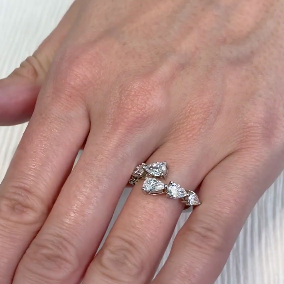 Pear 2.00tcw Lab Diamond Bypass Engagement Ring | IGI Certified | D-E-F | VVS–VS