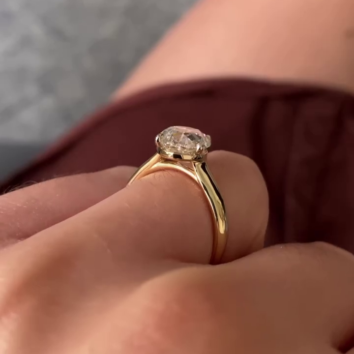 Lab grown oval diamond engagement ring in yellow gold