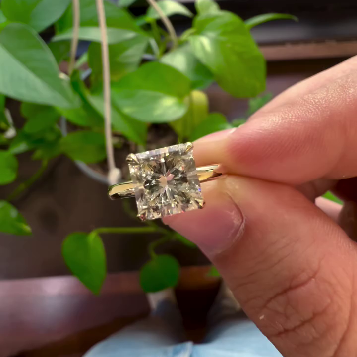 SQ Radiant 1.50ct Lab Grown Diamond Solitaire Engagement Ring, EF Color, VS Clarity