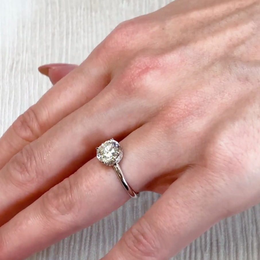 1.70tcw Round Lab Grown Diamond Hidden Halo Solitaire Ring | 1.50ct Center | IGI Certified