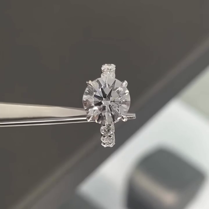 Round 5.20tcw Lab Grown Diamond Scalloped Pave Engagement Ring, EF Color, VS Clarity