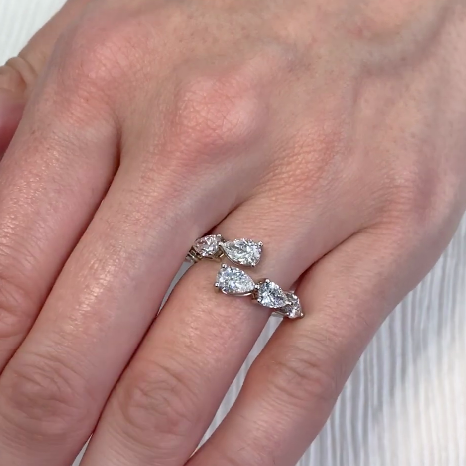 Pear 2.00tcw Lab Diamond Bypass Engagement Ring | IGI Certified | D-E-F | VVS–VS