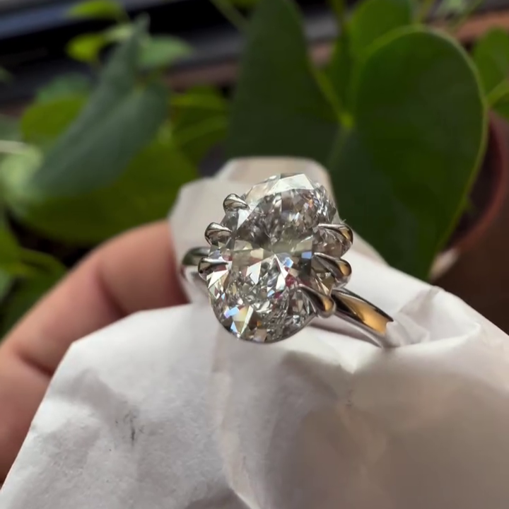 Oval 1.50tcw Lab Grown Diamond Six Prong Solitaire Engagement Ring, D-E-F Color, VVS-VS Clarity