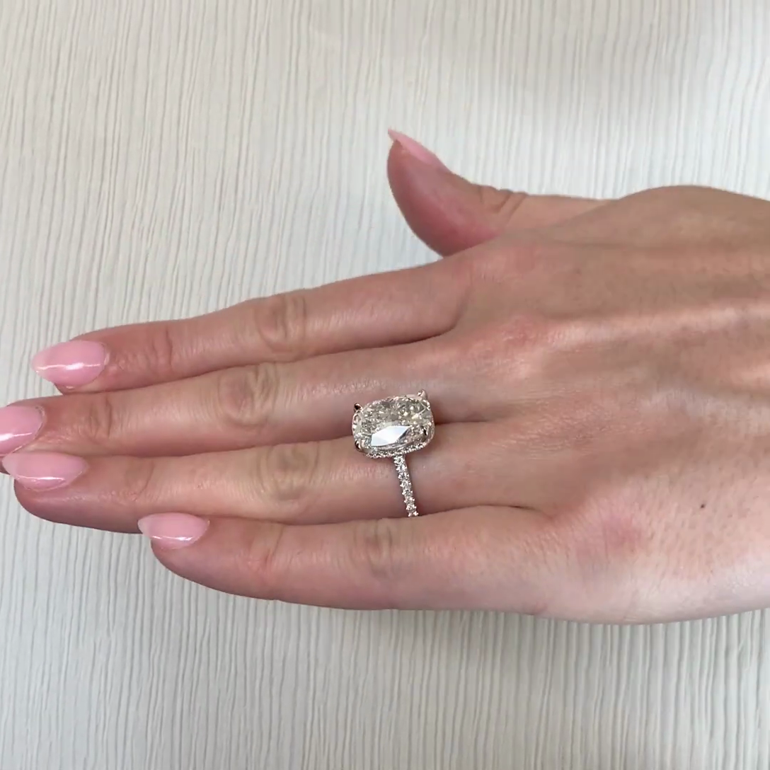 Cushion 8.50tcw Lab Diamond Hidden Halo Cathedral Ring | IGI Certified | D-E-F | VVS–VS