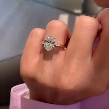 Oval 3.50tcw Lab Grown Diamond Three Stone Engagement Ring, DEF Color, VVS-VS Clarity