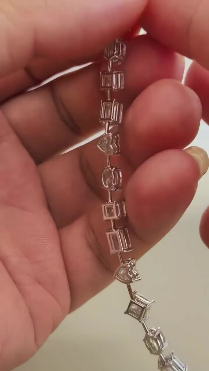 Multi Shape 10.50tcw Lab Grown Diamond Bracelet | Modern Unique Design | D-E-F Color | VVS–VS Clarity | IGI Certified | Ethical Bracelet