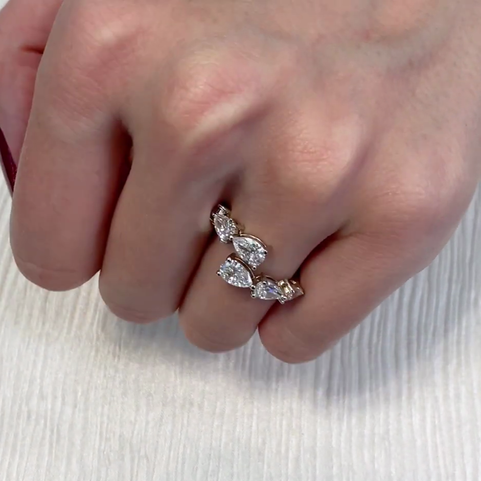 Pear 2.00tcw Lab Diamond Bypass Engagement Ring | IGI Certified | D-E-F | VVS–VS