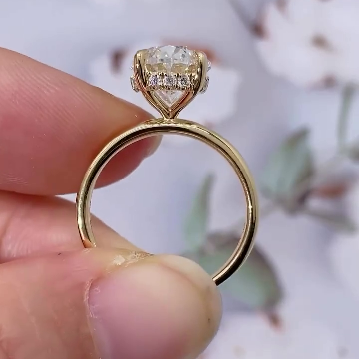 Oval 5.20tcw Lab Grown Diamond Hidden Halo Engagement Ring | IGI Certified | VVS Clarity | D-E-F Color | Gold Ring