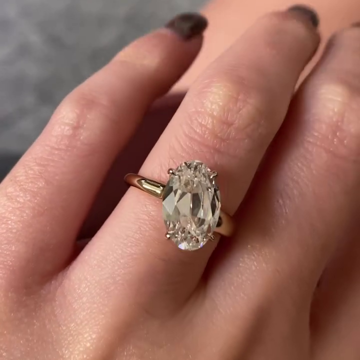 Oval Old Mine 2.00tcw Lab Grown Diamond Cathedral Solitaire Engagement Ring, DEF Color, VVS-VS Clarity