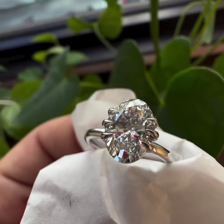 Oval 1.50tcw Lab Grown Diamond Six Prong Solitaire Engagement Ring, D-E-F Color, VVS-VS Clarity