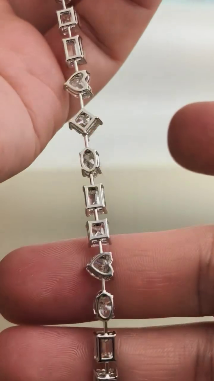 Multi Shape 10.50tcw Lab Grown Diamond Bracelet | Modern Unique Design | D-E-F Color | VVS–VS Clarity | IGI Certified | Ethical Bracelet