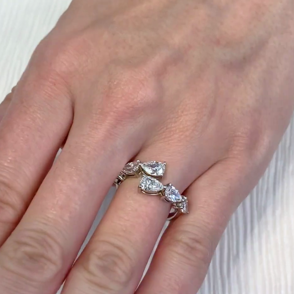 Pear 2.00tcw Lab Diamond Bypass Engagement Ring | IGI Certified | D-E-F | VVS–VS