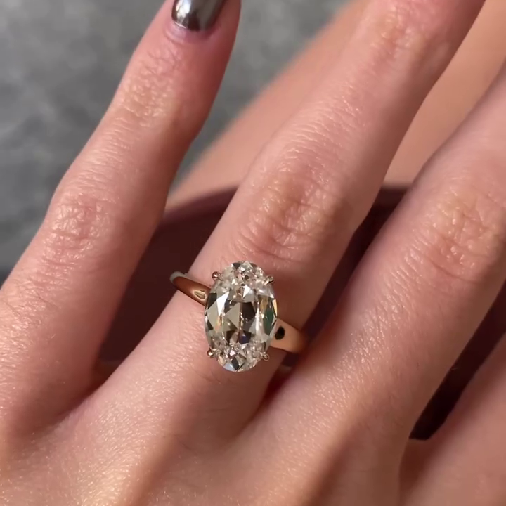 Oval Old Mine 2.00tcw Lab Grown Diamond Cathedral Solitaire Engagement Ring, DEF Color, VVS-VS Clarity