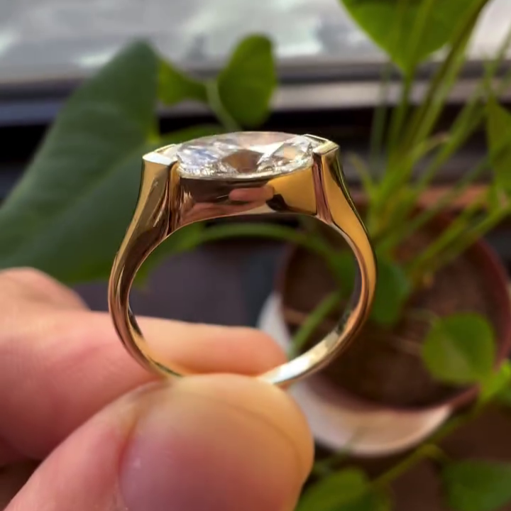 Marquise 1.00ct Lab Grown Diamond Cathedral Half Bezel Diamond, D-E-F Color, VVS-VS Clarity - IGI Certificate
