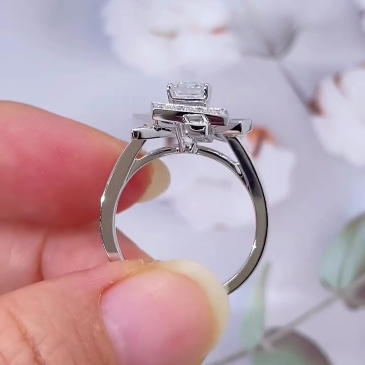 Emerald 3.00tcw Lab Grown Diamond Halo Channel Pave Unique Style Engagement Ring, D-E-F Color, VVS-VS Clarity - IGI Certificate